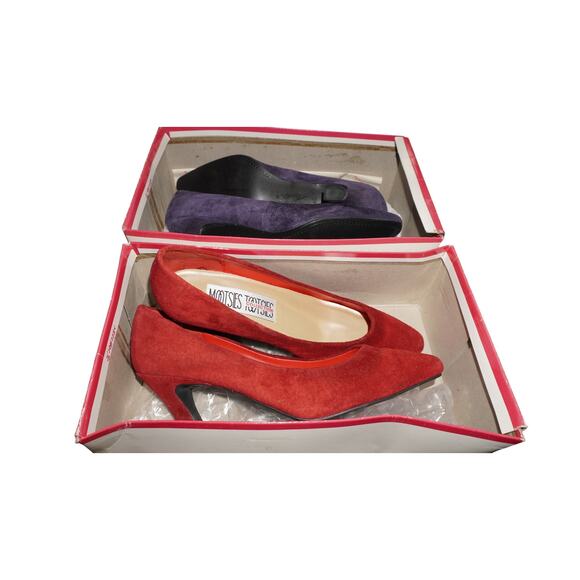 Moises Tootsies Collection Suede Heels Bundle — Red & Purple (Size 7.5M) - Picture 12 of 13